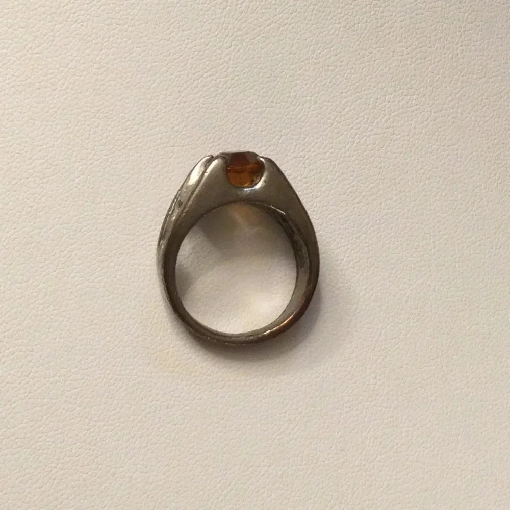 Orange Rhinestone Silver Band Ring - Picture 2 of 2
